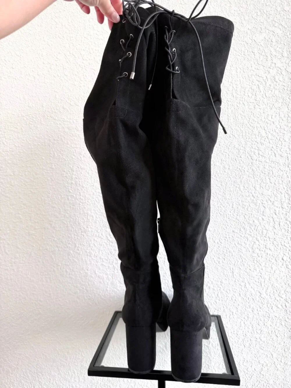 Torrid Black Faux Suede Over the Knee Heel Boot - Size 11WW